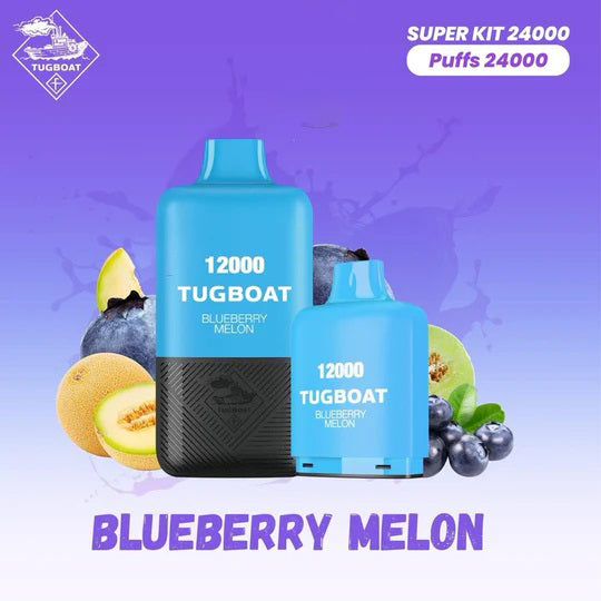 Tugboat Super Kit Blueberry Melon 24000 Puffs Disposable Vape with melon and blueberries