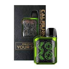 Caliburn GK2 Aurora Green pod vape 8000 puffs with retail packaging