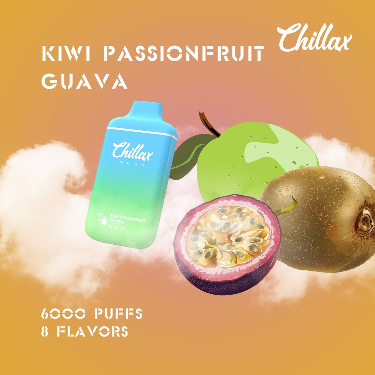 Chillax Plus 6000 Puffs Disposable Vape with Kiwi Passionfruit Guava Flavor