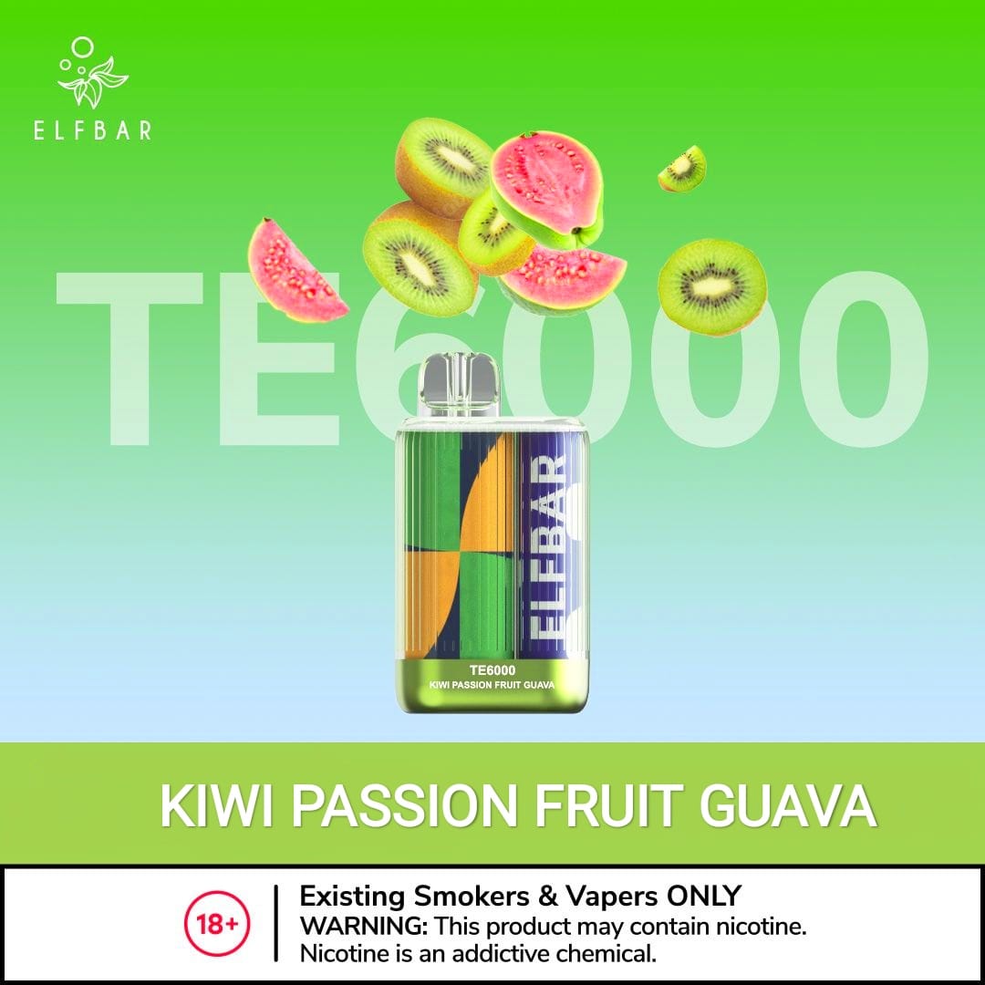 ELF BAR TE6000 Disposable Vape with Kiwi Passion Fruit Guava flavor