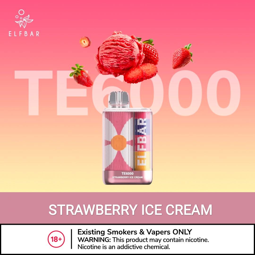 ELF BAR TE6000 Disposable Vape with Strawberry Ice Cream flavor