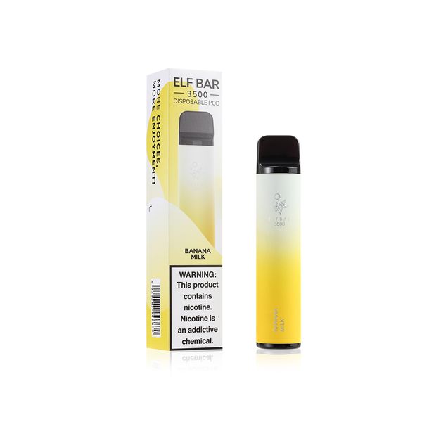 Elf Bar 3500 Banana Milk – disposable vape pod and box with banana milk flavor