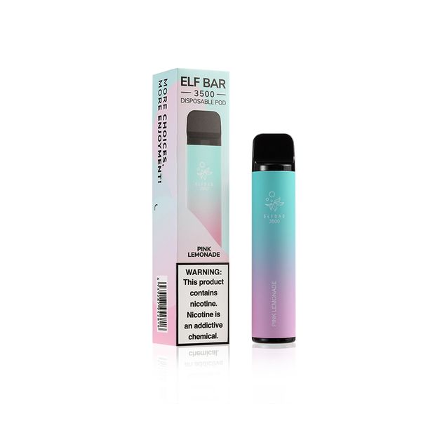 Elf Bar 3500 Pink Lemonade – disposable vape pod and box with pink lemonade flavor