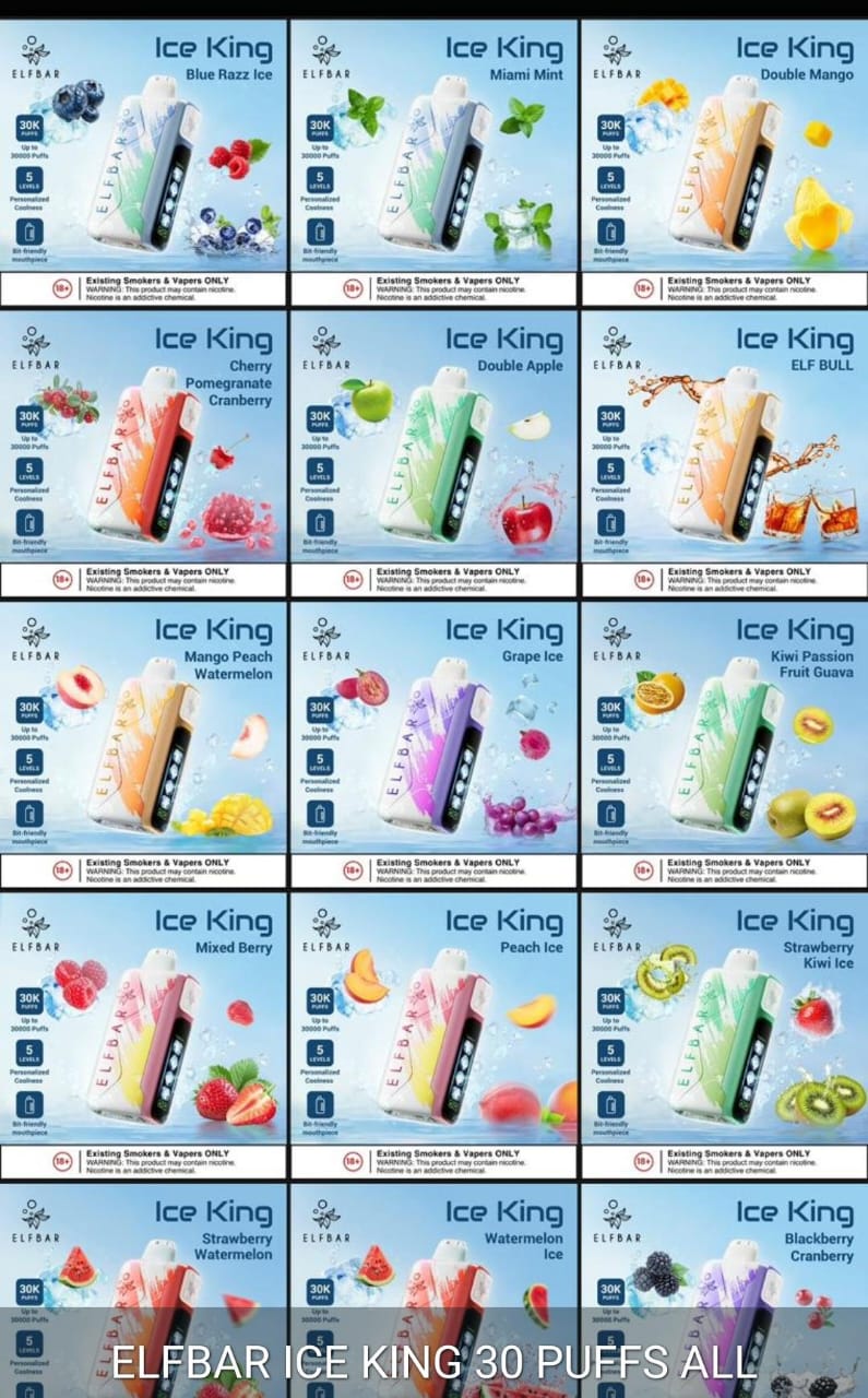Elf Bar Ice King 30000 puffs disposable vape all flavors collection