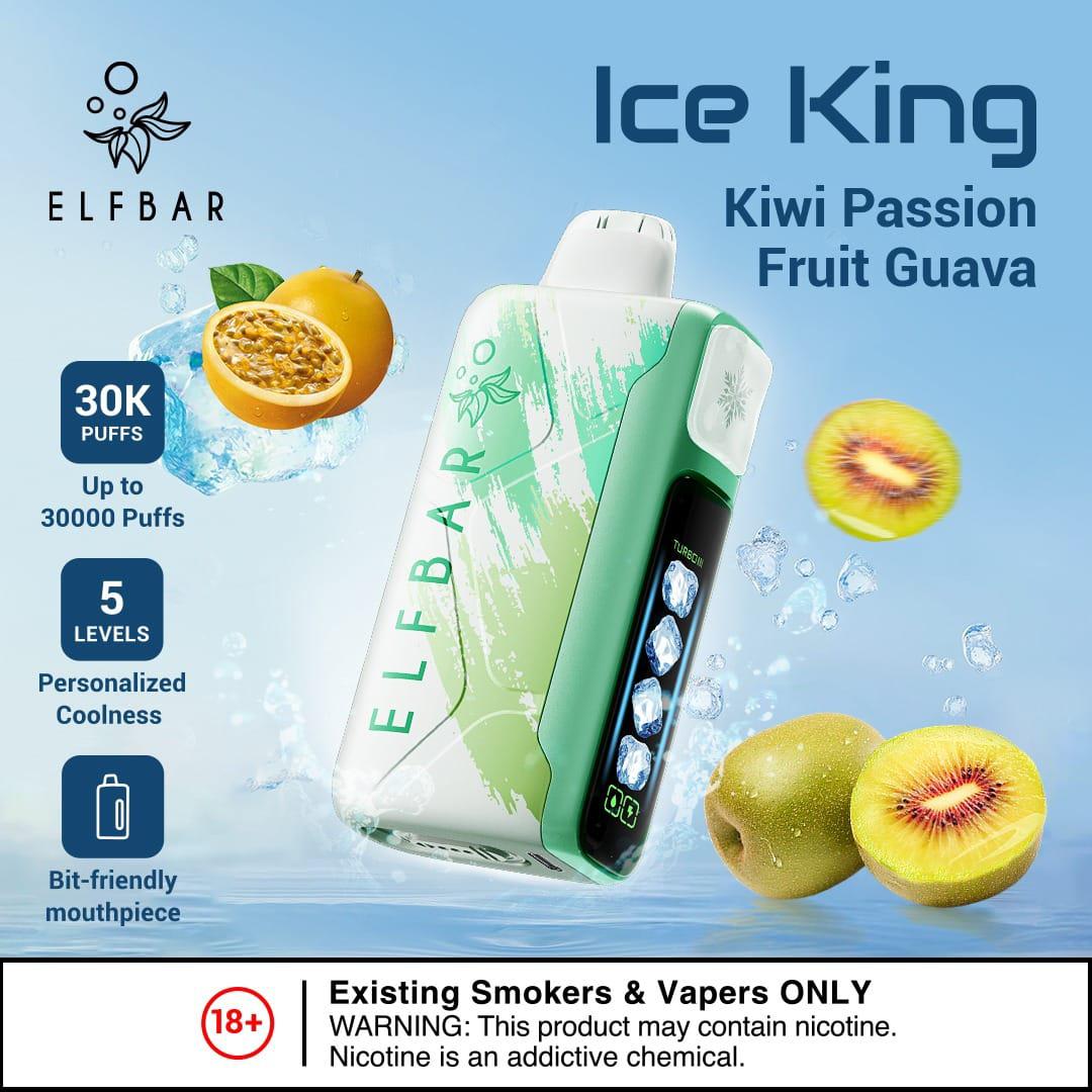 Elf Bar Ice King Kiwi Passion Fruit Guava disposable vape 30000 puffs