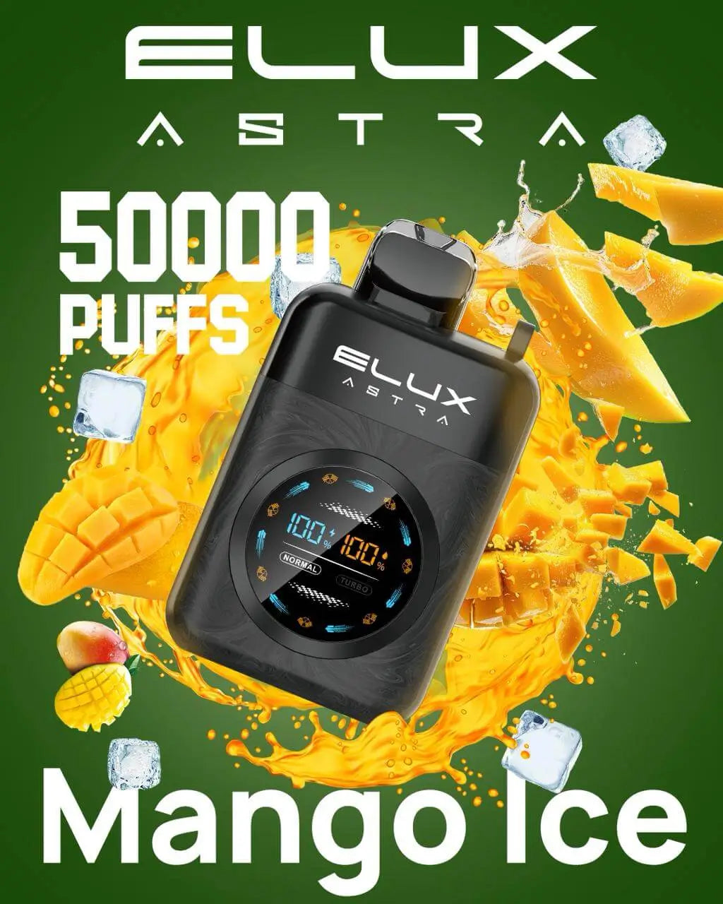 Elux Astra 50K 50000 puffs 50mg disposable vape Mango ICE Flavour with Type‑C charging