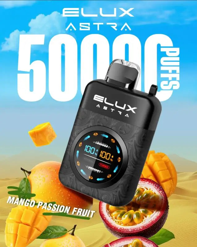 Elux Astra 50K 50000 puffs 50mg disposable vape Mango Passion Fruit Flavour with Type‑C charging