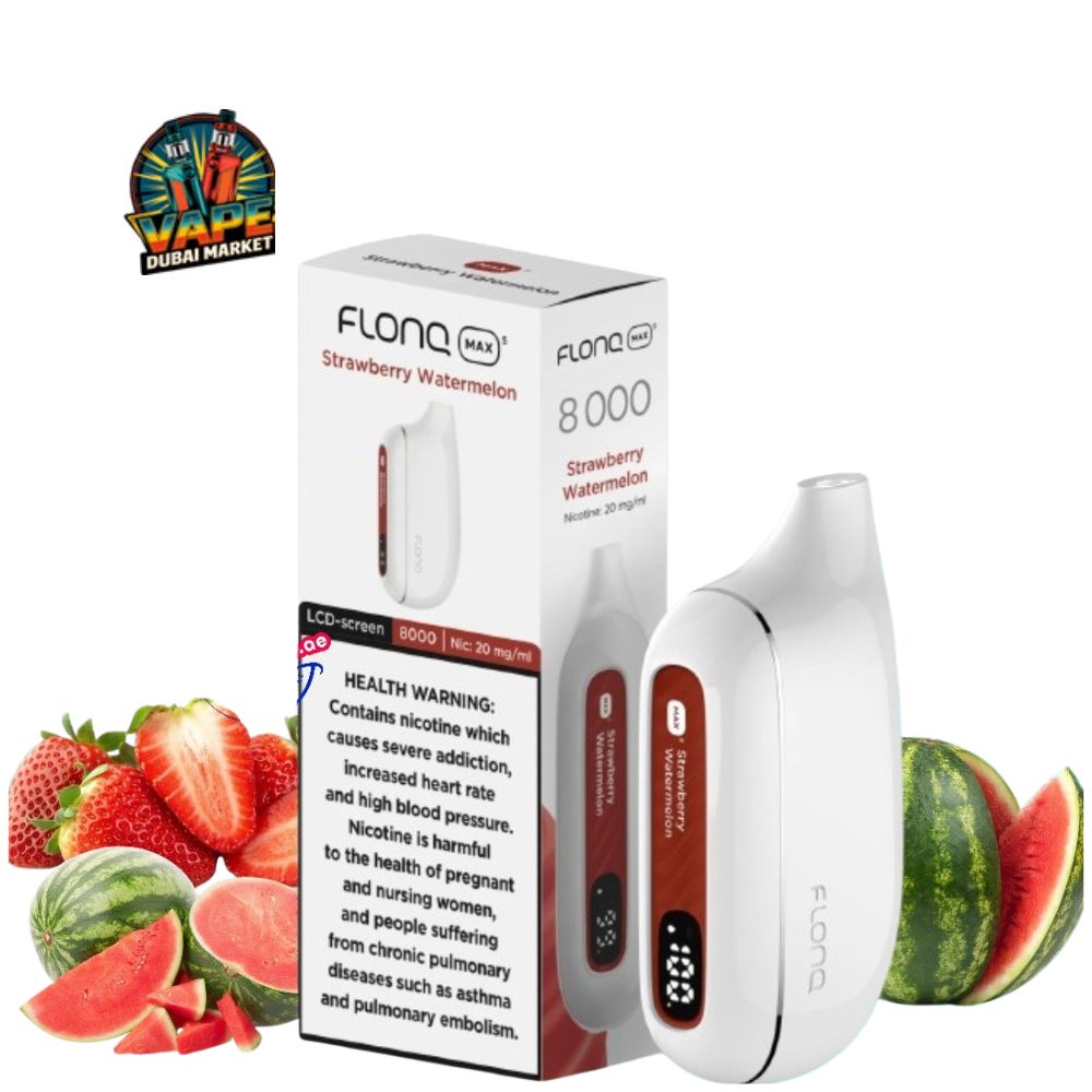 Flonq Max S 8000 Strawberry Watermelon vape with box and watermelon