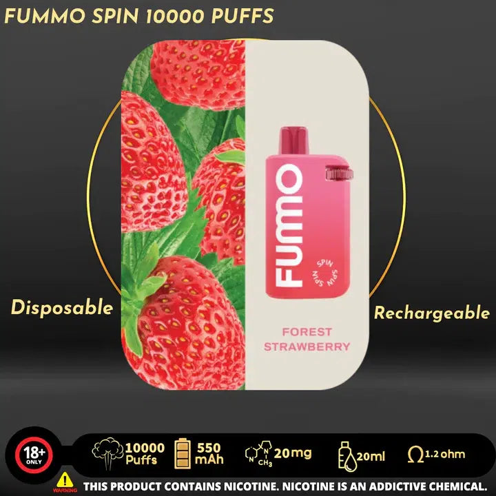 Fummo Forest Strawberry 10000 puffs disposable vape, rechargeable, in UAE