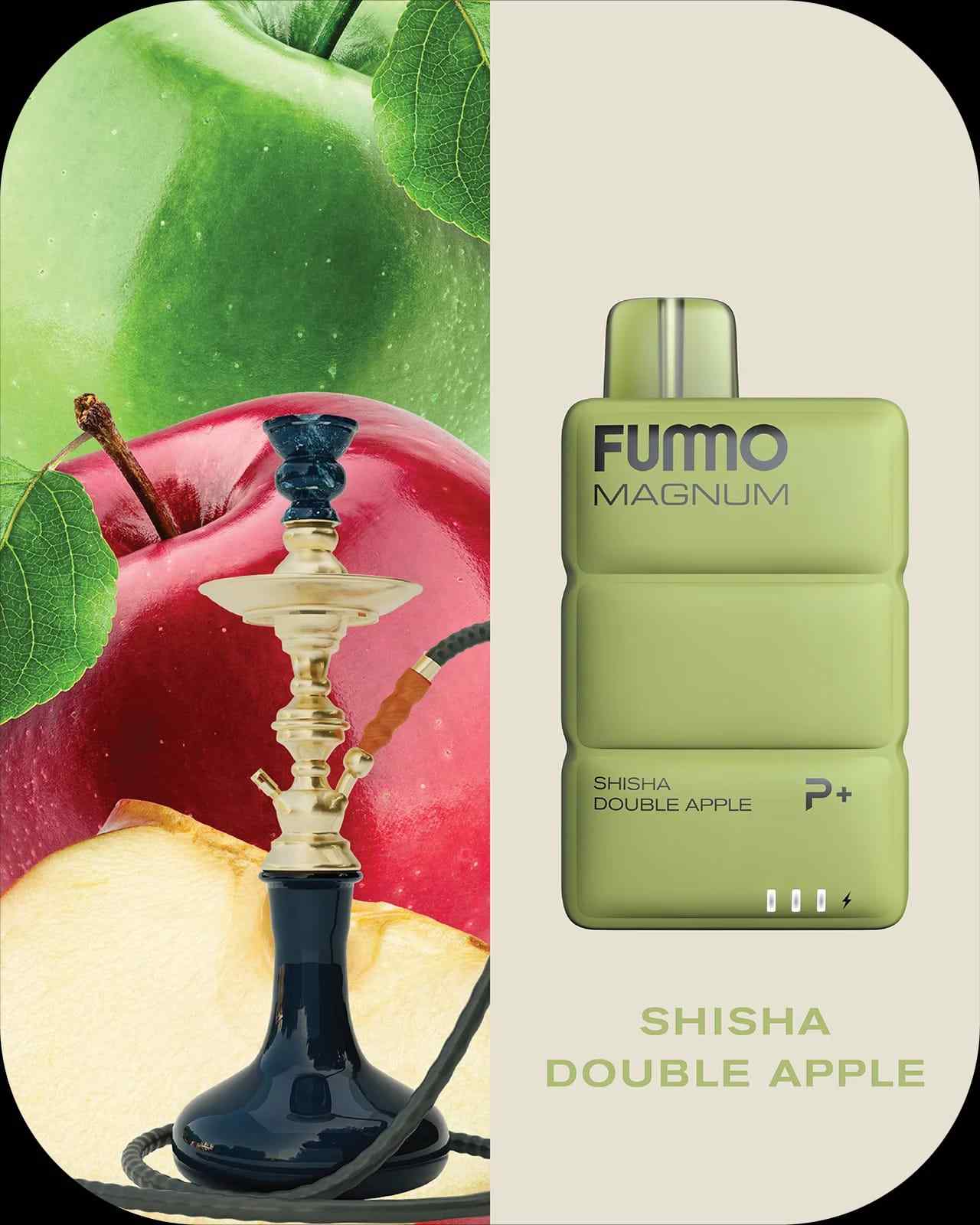Fummo Magnum Shisha Double Apple vape with hookah and apples