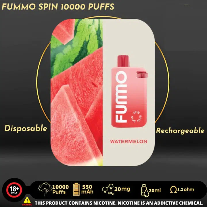 Fummo Watermelon 10000 puffs disposable vape, rechargeable, in UAE