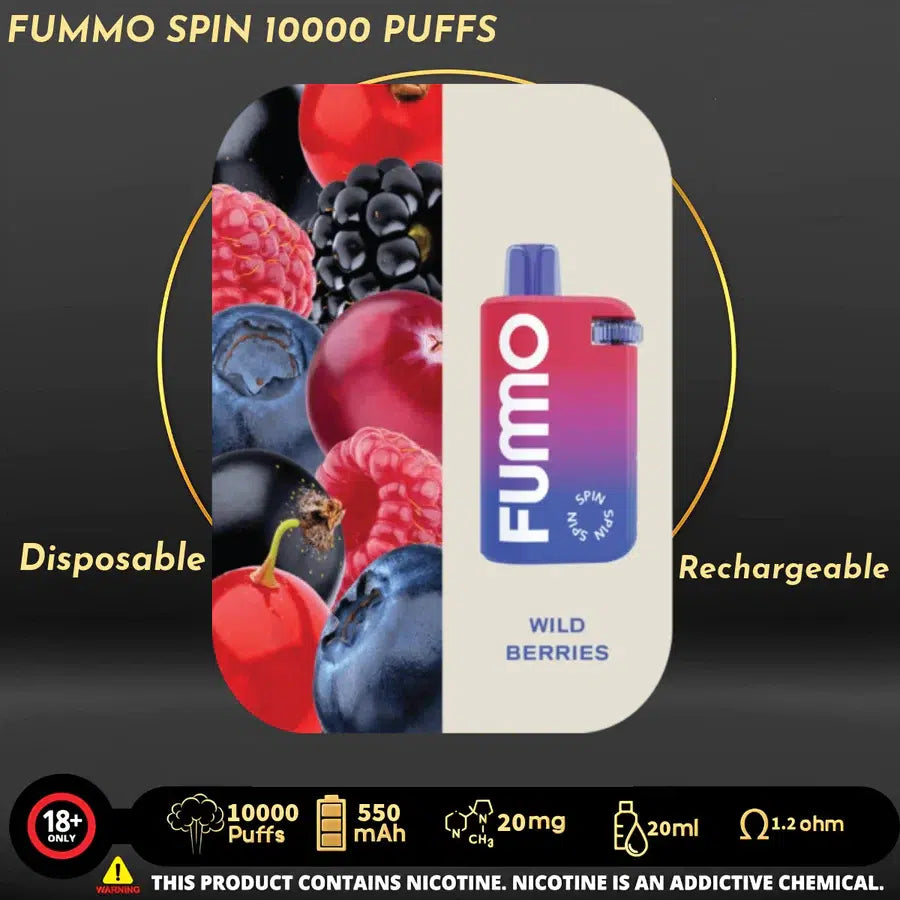 Fummo Wild Berries 10000 puffs disposable vape, rechargeable, in UAE