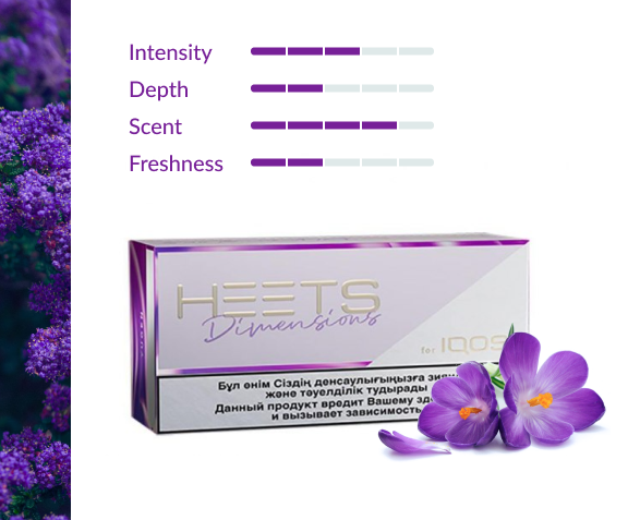 HEETS Dimensions Yugen for IQOS with floral notes, scent and freshness chart