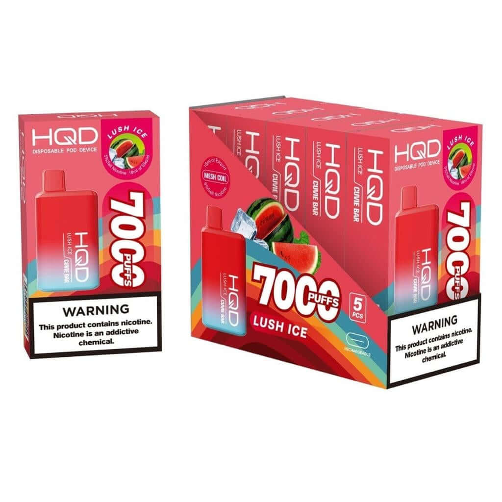 HQD Cuvie Bar 7000 puff Disposable pod Device with Lush Ice flavor