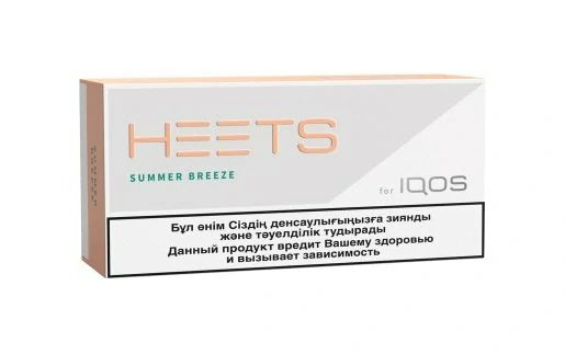 Heets Summer Breeze pack for IQOS with multilingual warning label