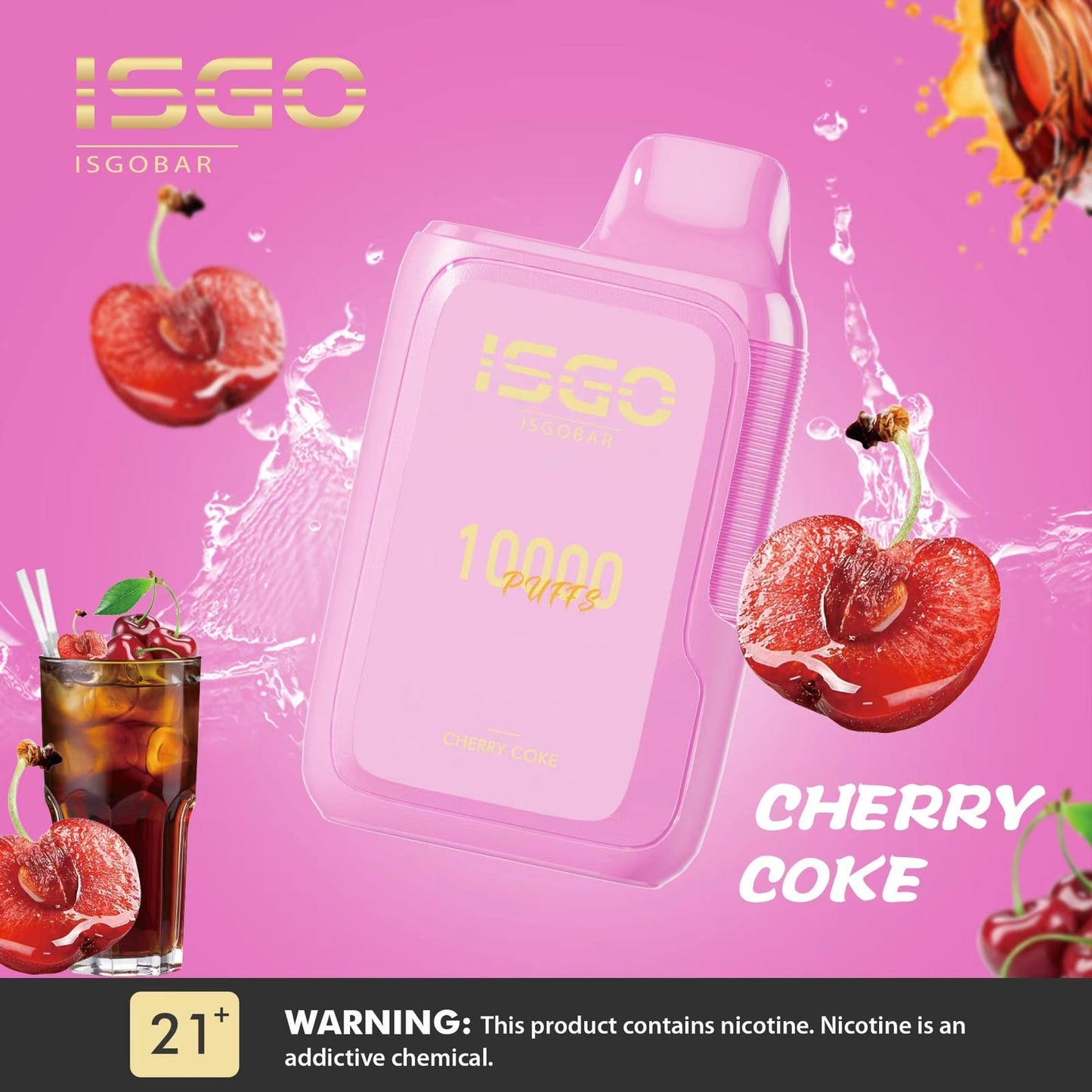 ISGO Bar 10000 Puffs Disposables Vape With Cherry Coke Flavor
