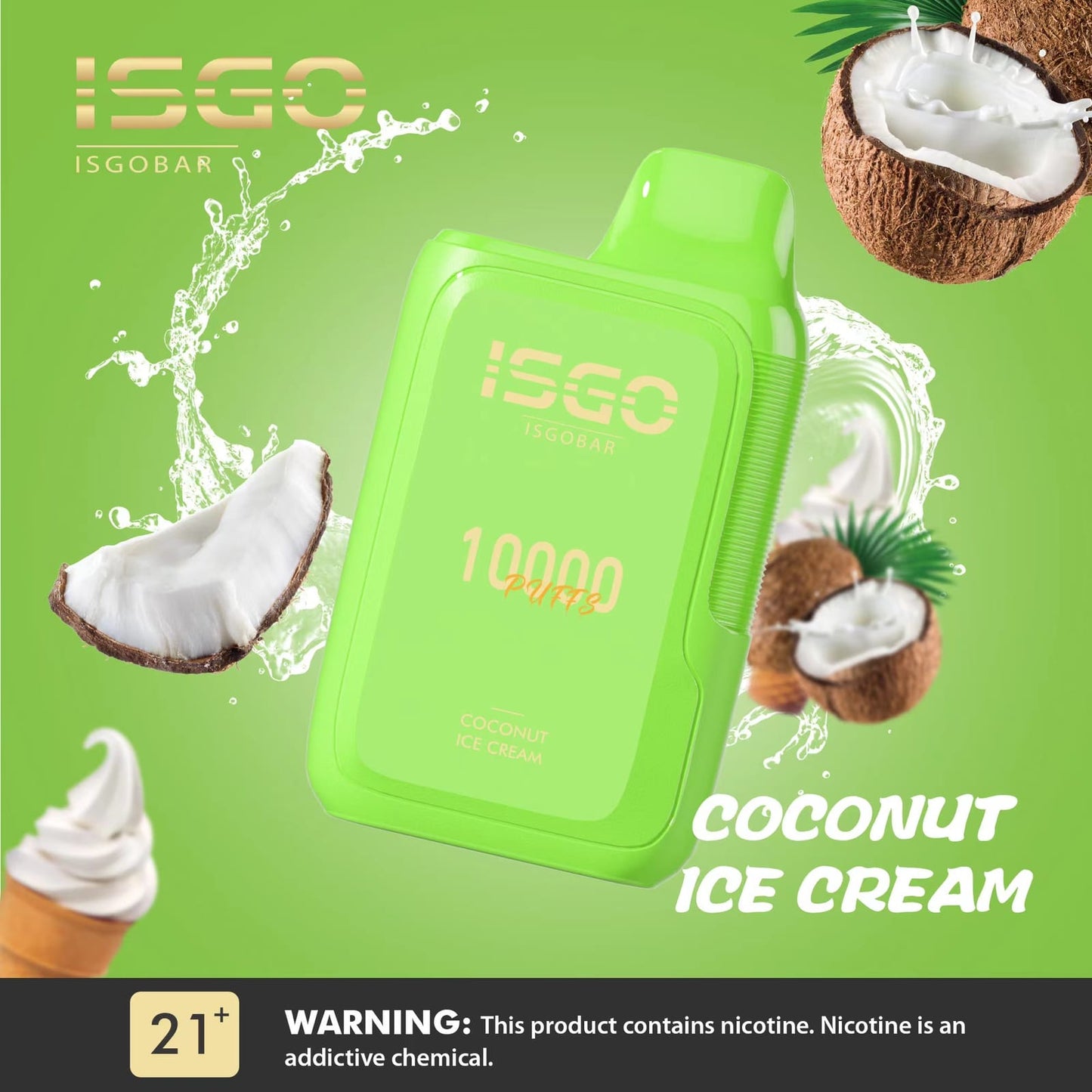 ISGO Bar 10000 Puffs Disposables Vape With Coconut Ice Cream Flavor