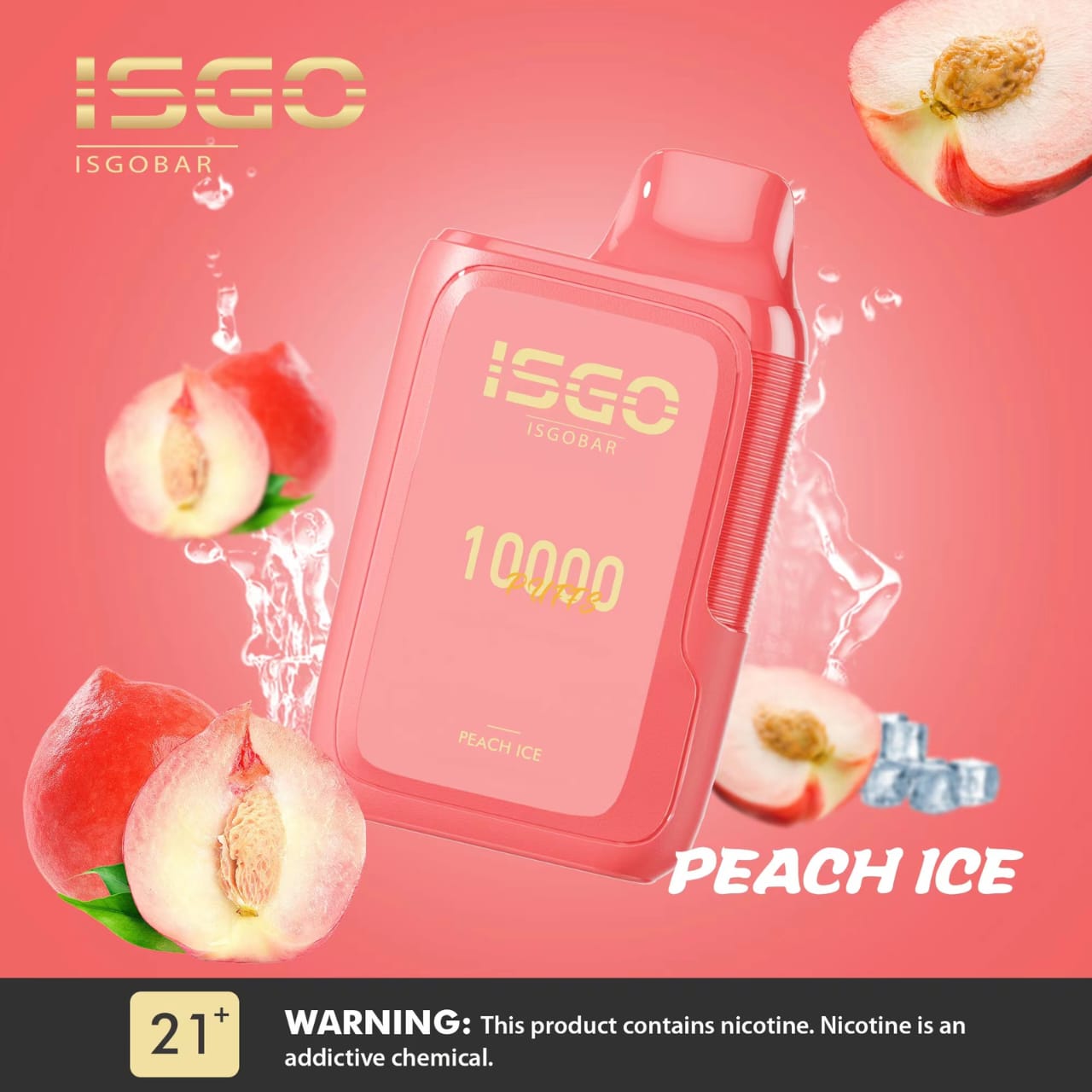 ISGO Bar 10000 Puffs Disposables Vape With Peach Ice Flavor