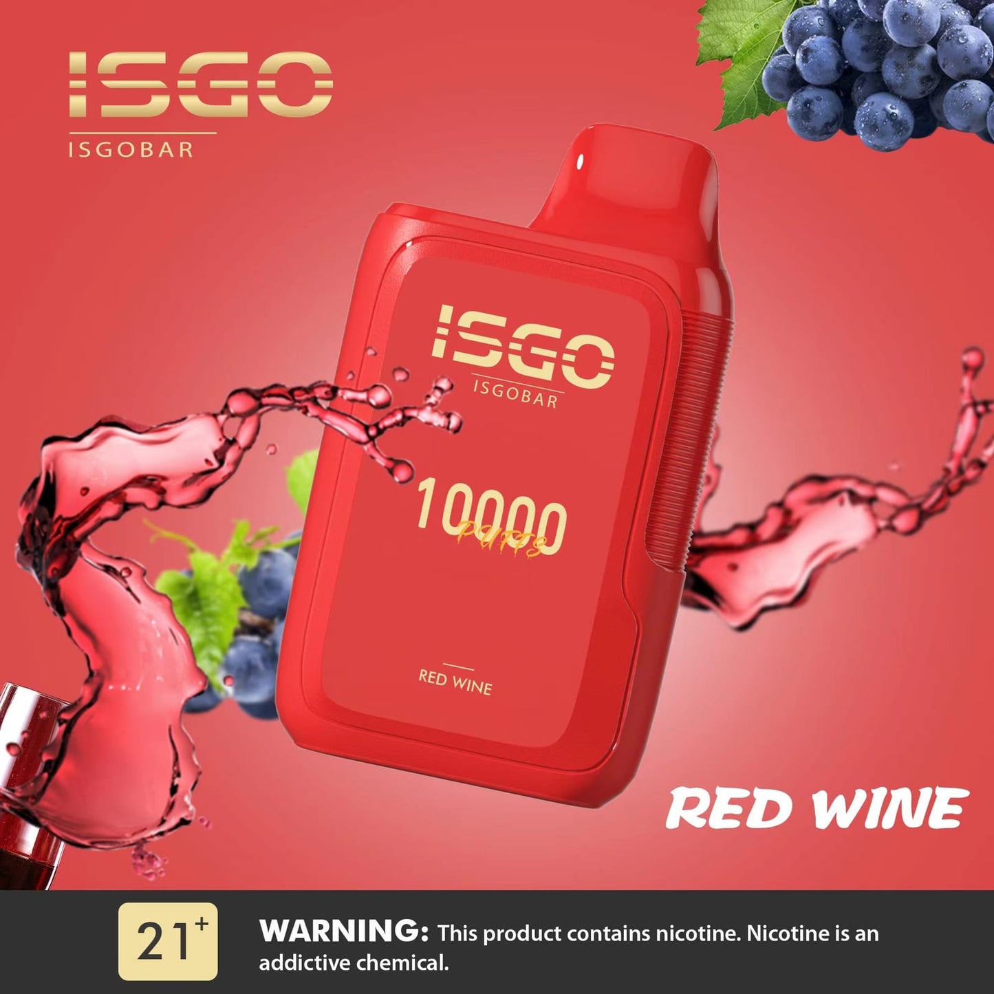 ISGO Bar 10000 Puffs Disposables Vape With Red Wine Flavor