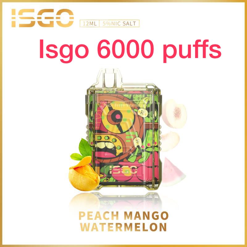 ISGO Peach Mango Watermelon disposable vape 6000 puffs 12ml 5% nic salt
