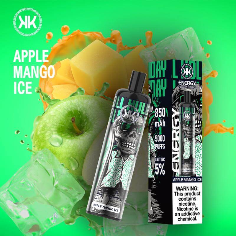 KK Energy 5000 puffs disposable vape Apple Mango Ice flavor with ice