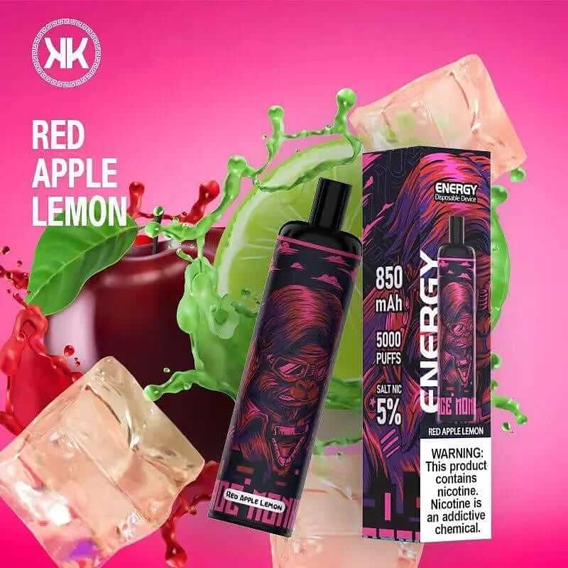 KK Energy 5000 puffs disposable vape Red Apple Lemon flavor with ice