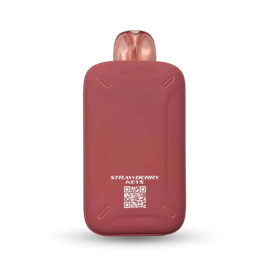 MYLE Turbo 20000 Royal Mango disposable vape, Earthy Reds device with QR code on back