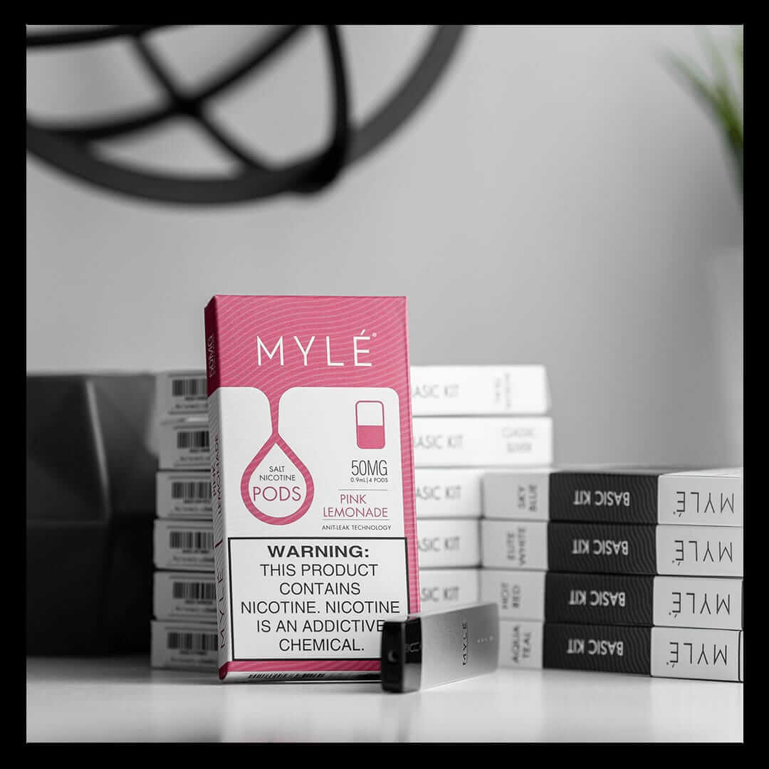 MYLE V4 Pink Lemonade Pods 50mg – nicotine salt pod pack with device and kits