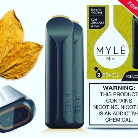Myle Mini New Disposable Vape Tobacco 320 puffs with tobacco leaf and packaging UAE