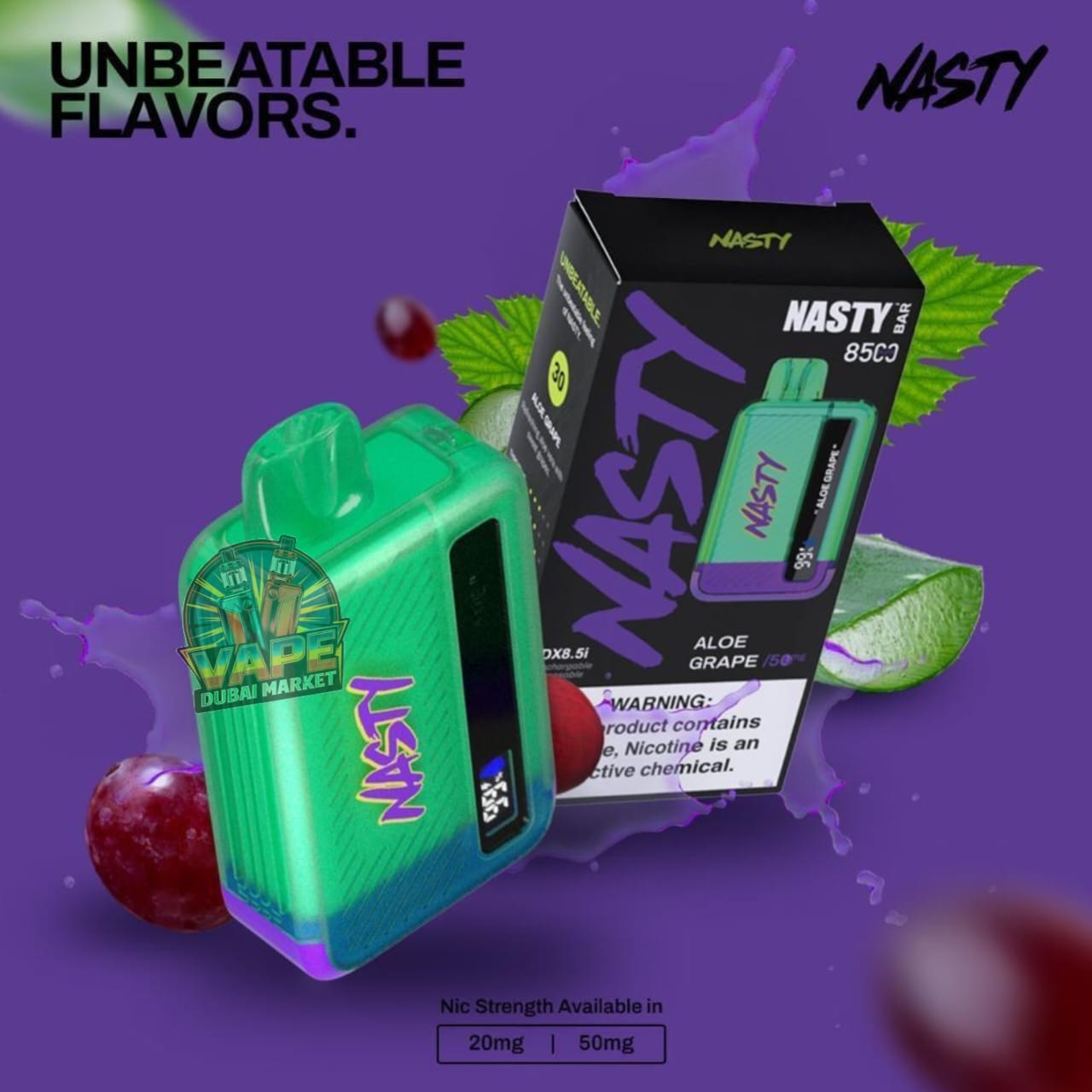Nasty Bar 8500 Puffs with Aloe Grape flavor