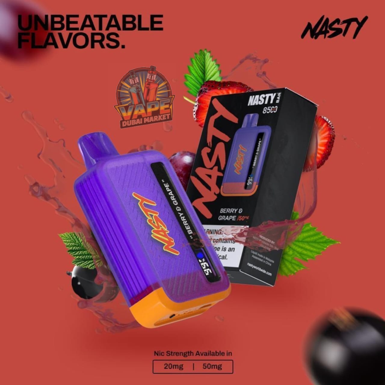 Nasty Bar 8500 Puffs with Berry & Grape flavor