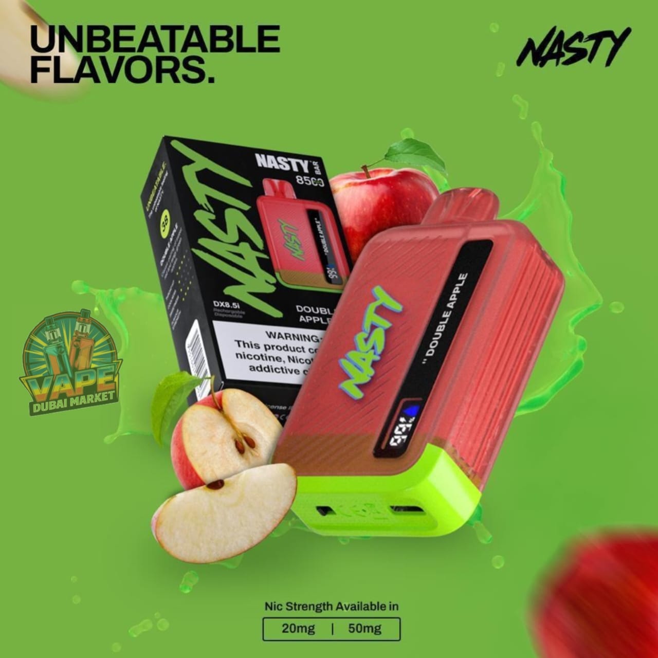 Nasty Bar 8500 Puffs with Double Apple flavor