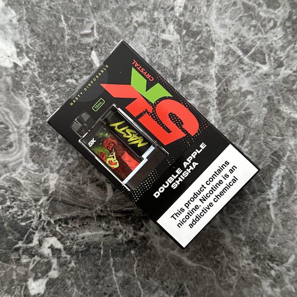 Nasty Crystal 5K Double Apple Shisha – 5000 puffs disposable vape with double apple flavor