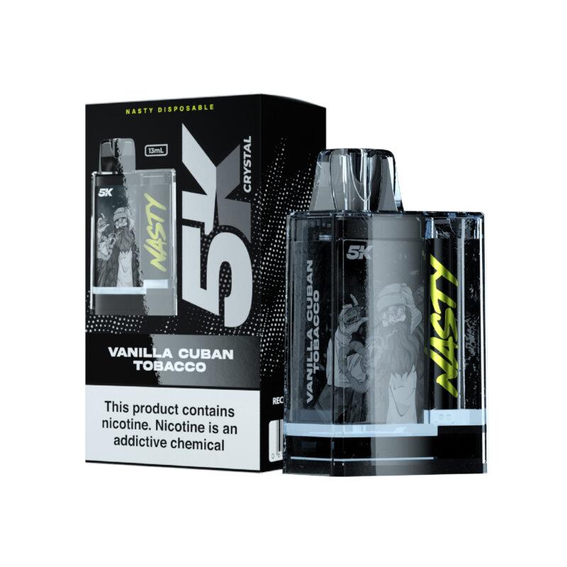 Nasty Crystal 5K Vanilla Cuban Tobacco – 5000 puffs disposable vape with vanilla tobacco flavor