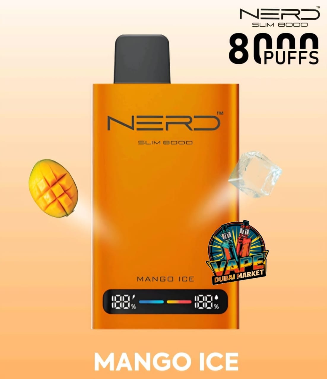 Nerd Slim 8000 Puffs disposable vape in Mango Ice flavor Dubai