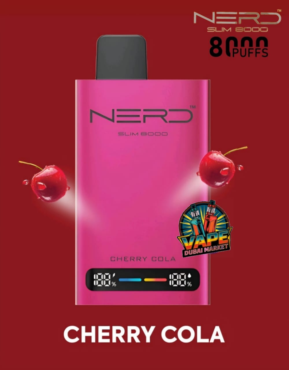 Nerd Slim vape pen in cherry flavor with colorful design