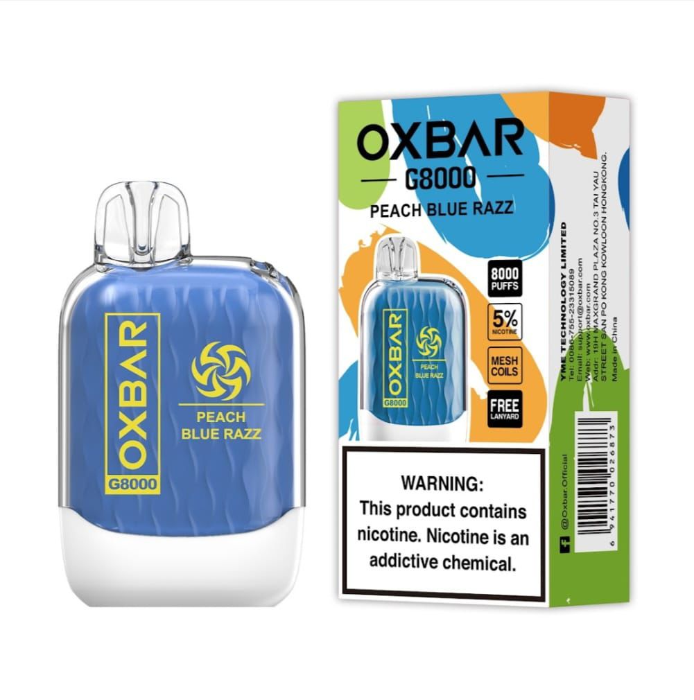 OXBAR G8000 Peach Blue Razz – disposable vape 8000 puffs with peach blue razz flavor
