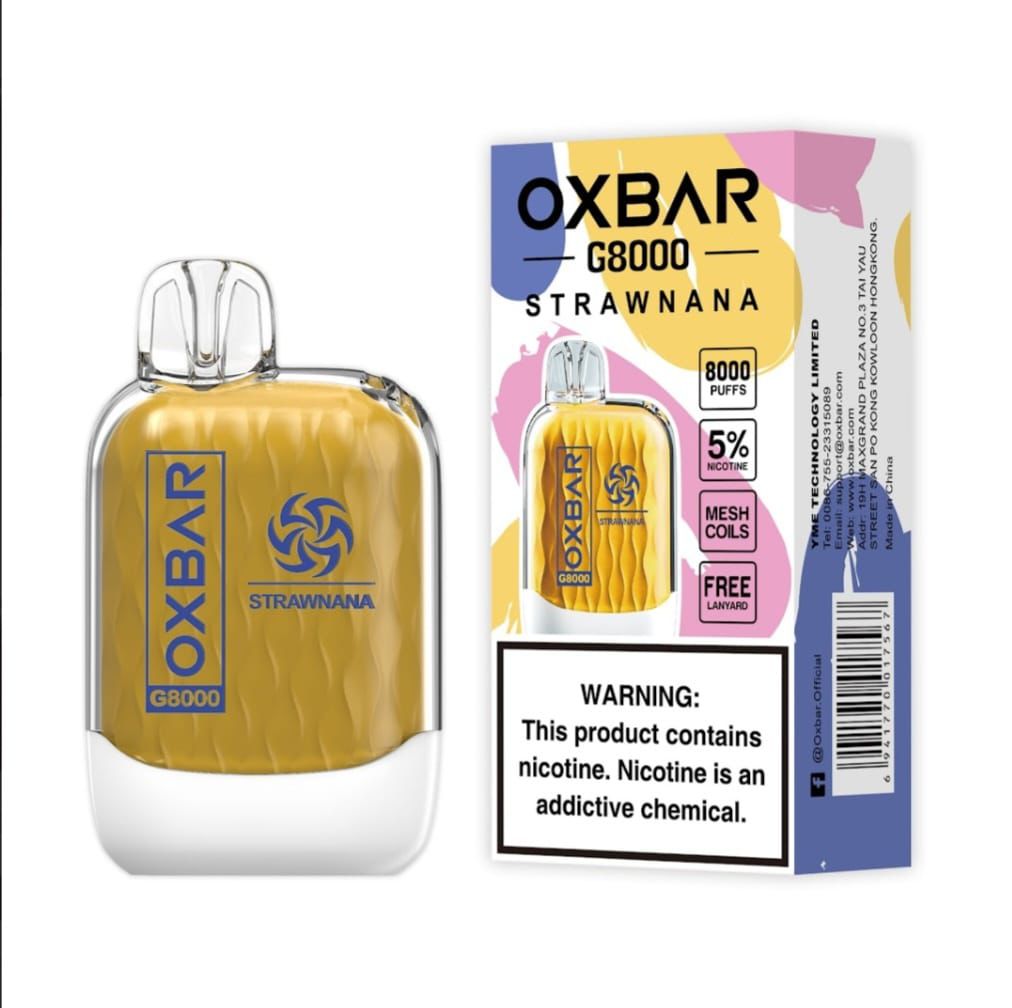 OXBAR G8000 Strawnana – disposable vape 8000 puffs with strawnana flavor and box