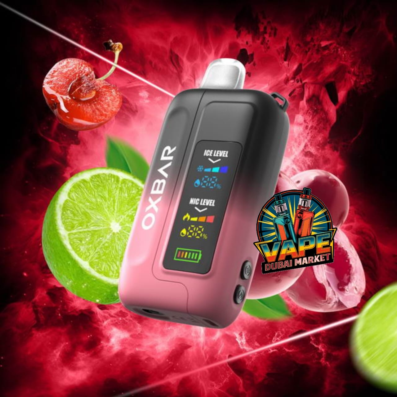 OXBAR Ice-Nic Control vape with cherry lime flavor and adjustable nicotine control Dubai