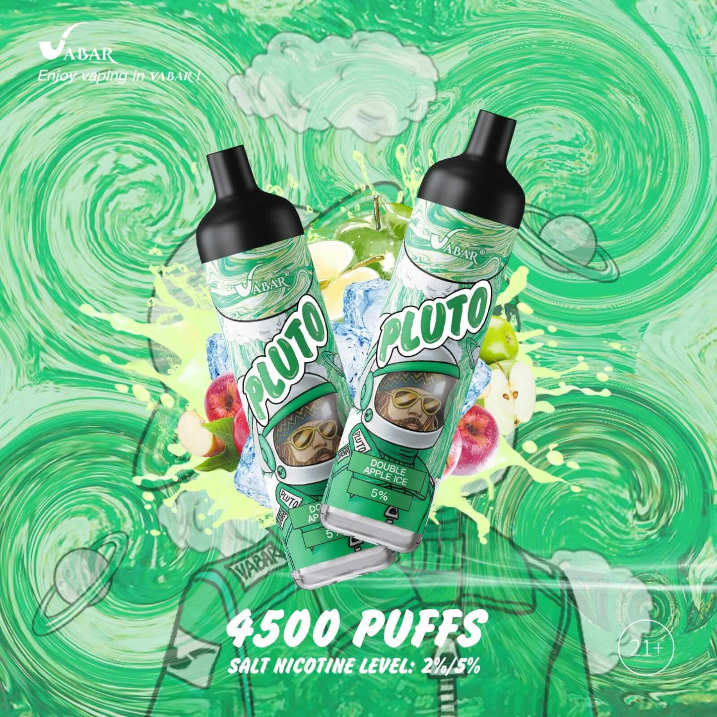 Pluto Double Apple Ice disposable vape 4500 puffs with double apple flavor