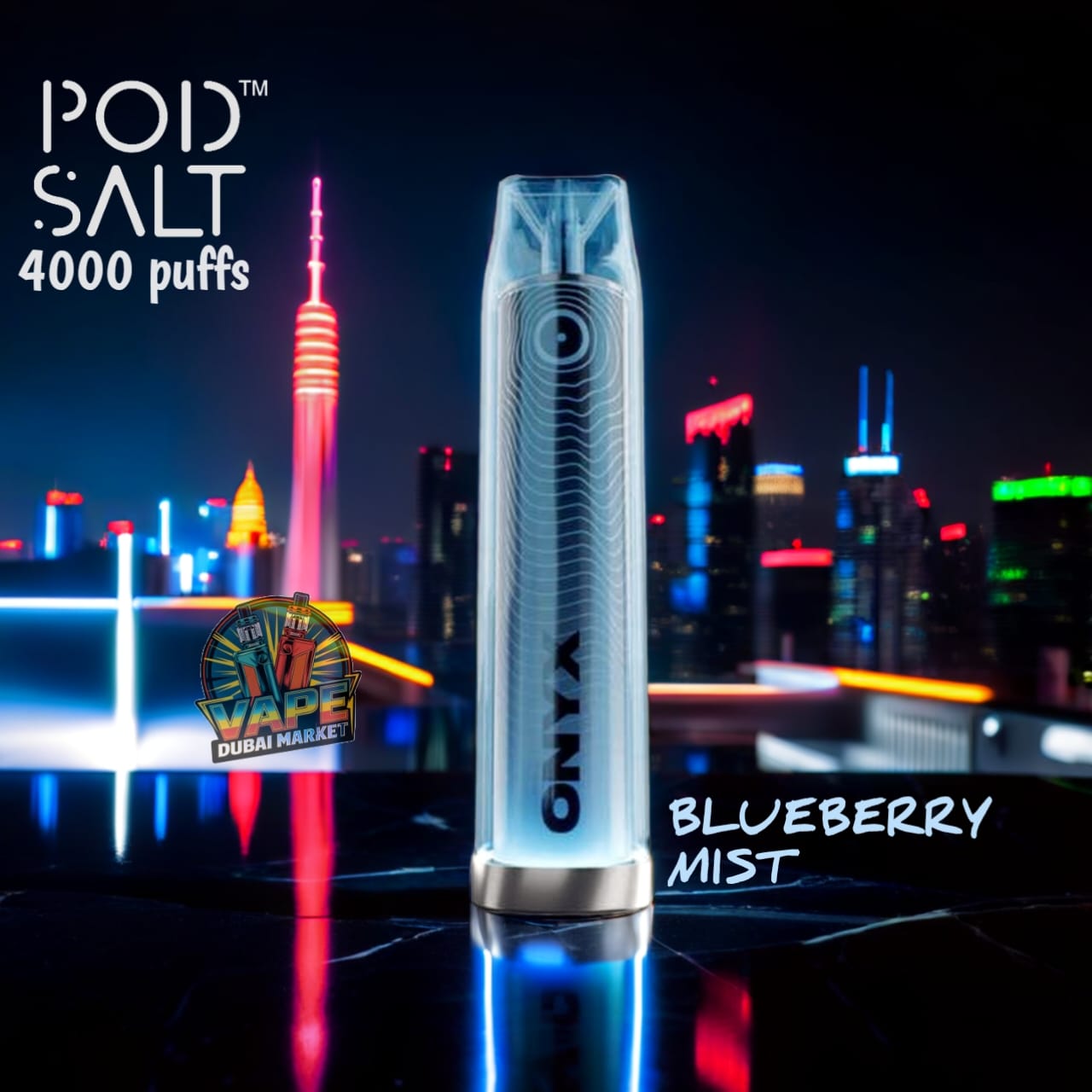 Pod Salt Onyx Blueberry Mist vape with refreshing flavor and 1400mAh battery Dubai