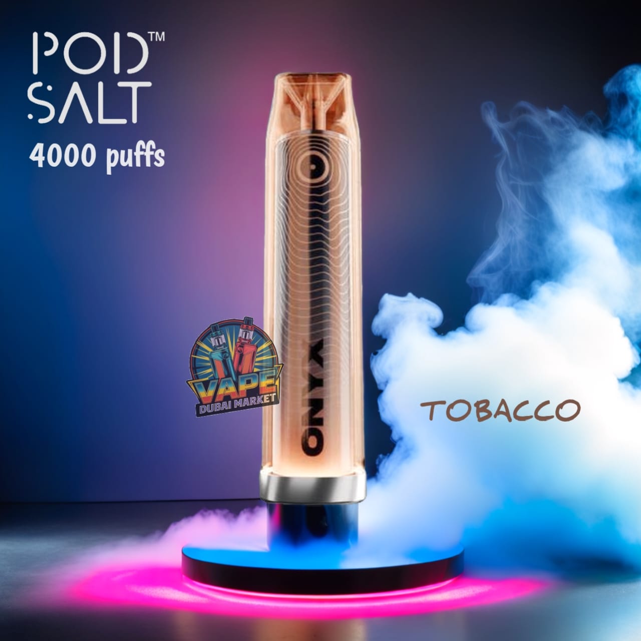 Pod Salt Onyx Tobacco disposable vape with 1400mAh battery and long-lasting puffs