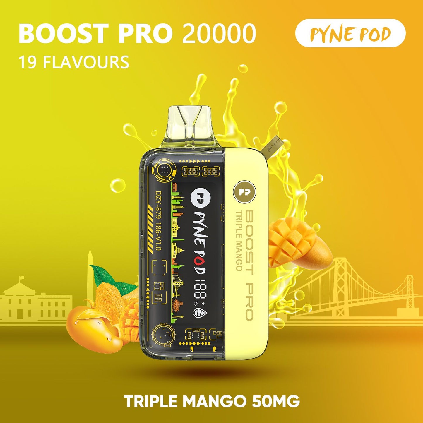 Pyne Pod Boost Pro 20000 Triple Mango 50mg disposable vape
