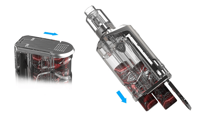 Rincoe Jellybox 228W TC Kit full clear mod with dual battery compartment