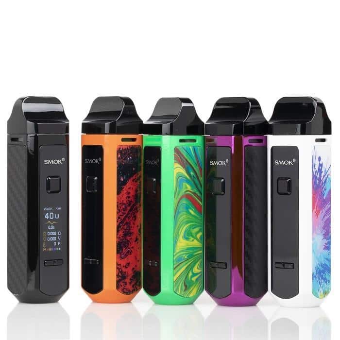 SMOK RPM40 Pod Mod Kit all color options lineup including black, orange, green,whites