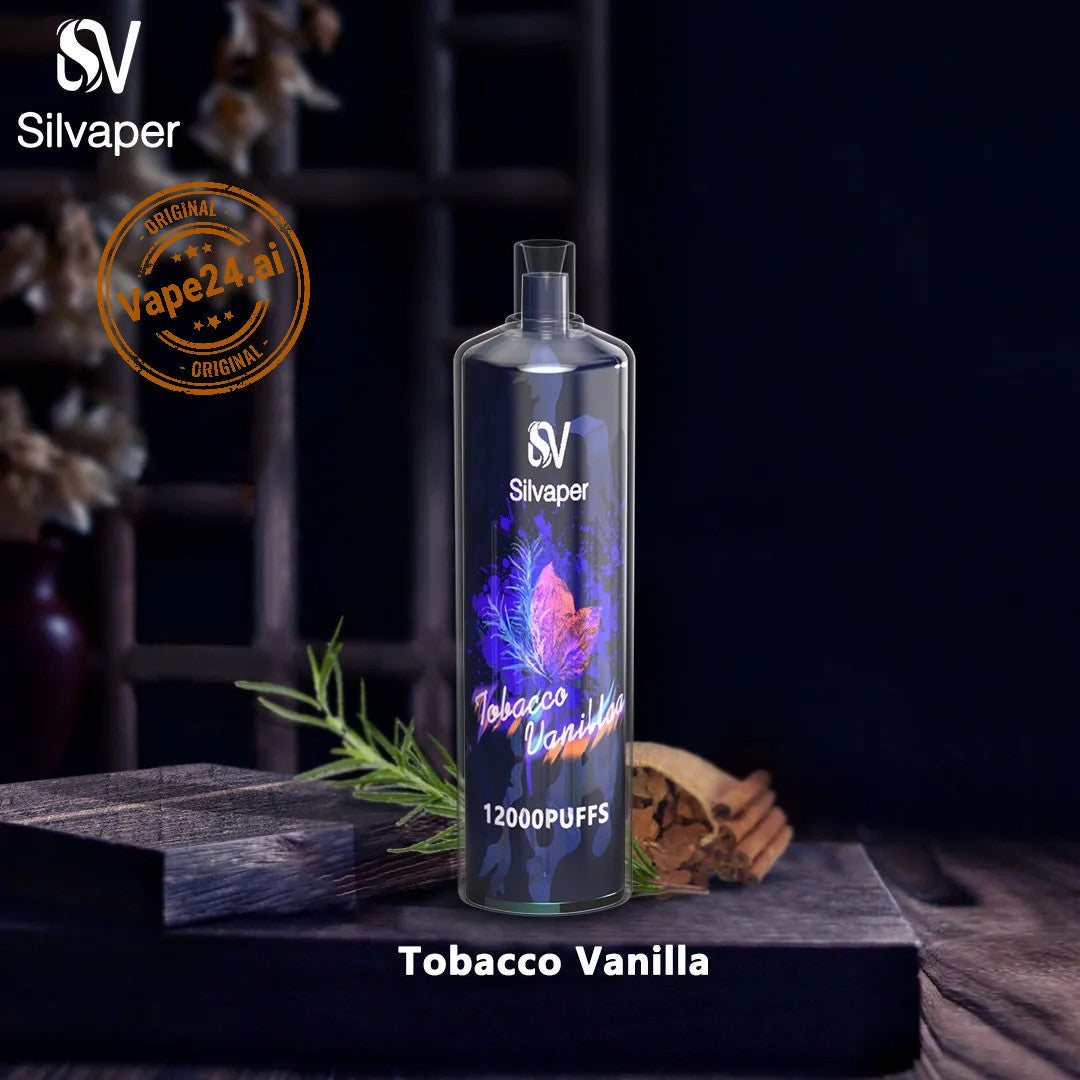 Silvaper Tobacco Vanilla 12000 puffs disposable vape with tobacco vanilla flavor