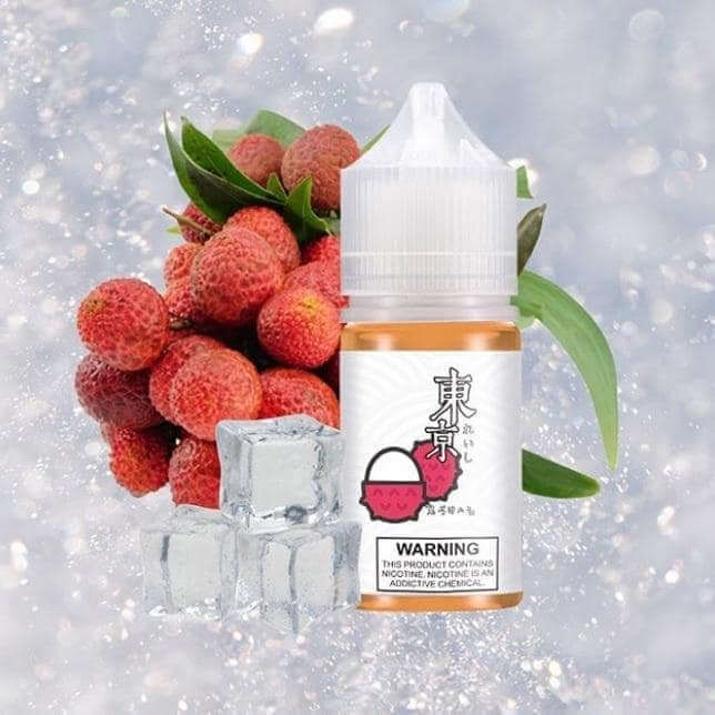 Tokyo Lychee Ice e-liquid bottle with lychee fruit and ice Vape Dubai Market