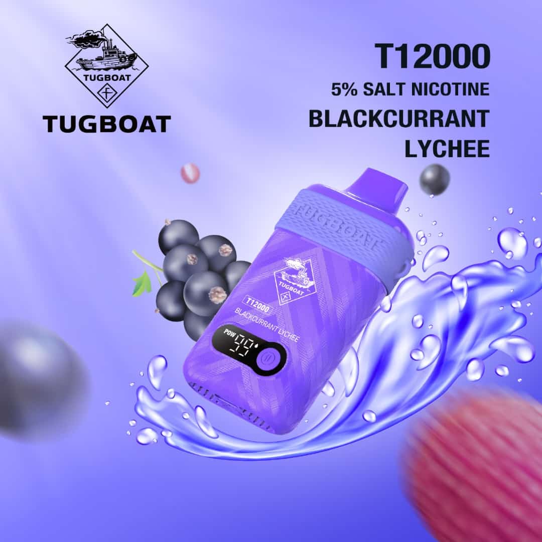 Tugboat T12000 Blackcurrant Lychee – 12000 puffs disposable vape with blackcurrant lychee flavor