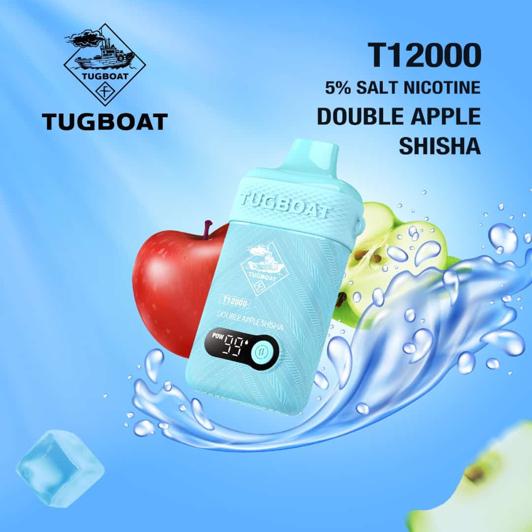 Tugboat T12000 Double Apple Shisha – 12000 puffs disposable vape with double apple shisha flavor