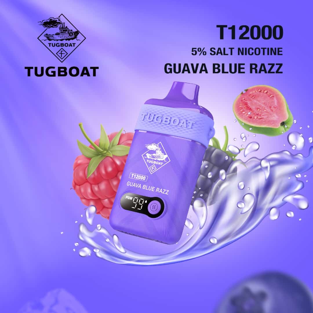 Tugboat T12000 Guava Blue Razz – 12000 puffs disposable vape with guava blue razz flavor